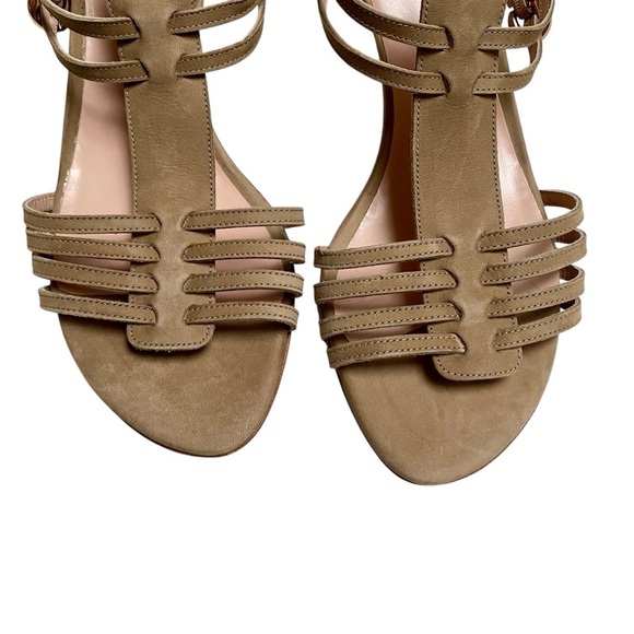Stuart Weitzman Nuarache Gladiator Sandals Tan Nubuck Leather 7.5 Kitten Heel - Picture 4 of 16